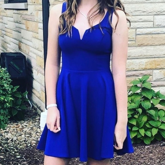 B. DARLIN Royal Blue Formal Sleeveless Cutout Mini Skater Dress Size 5/6 Hoco - Picture 3 of 8